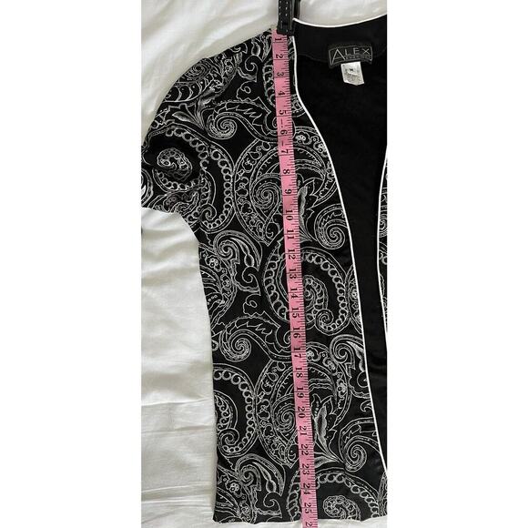 ALEX EVENINGS 2PC JACKET And TANK SET Sz M BLACK WHITE SILVER Cocktail Party - Picture 11 of 11